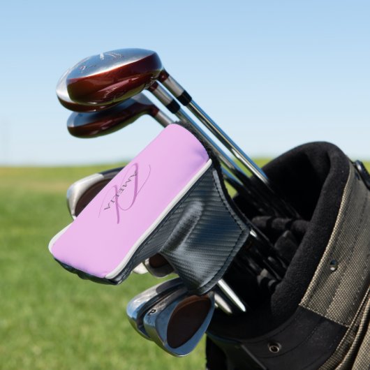 Name Monogram Initial Letter Orchid & Lilac Golf Headcover (In Situ)