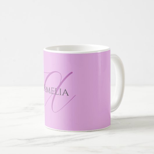 Name Monogram Initial Letter Orchid & Lilac Kaffeetasse (VorderseiteRechts)