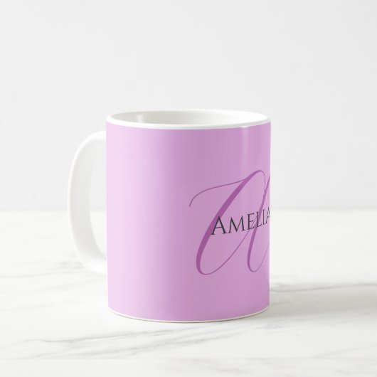 Name Monogram Initial Letter Orchid & Lilac Kaffeetasse (Vorderseite Links)