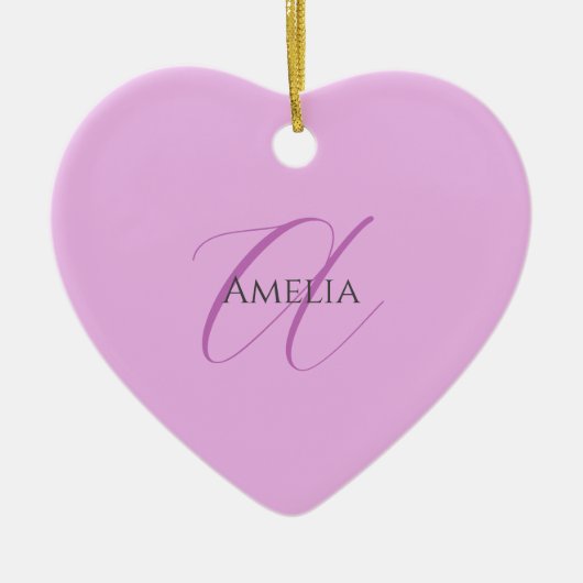 Name Monogram Initial Letter Orchid & Lilac Keramik Ornament (Vorne)