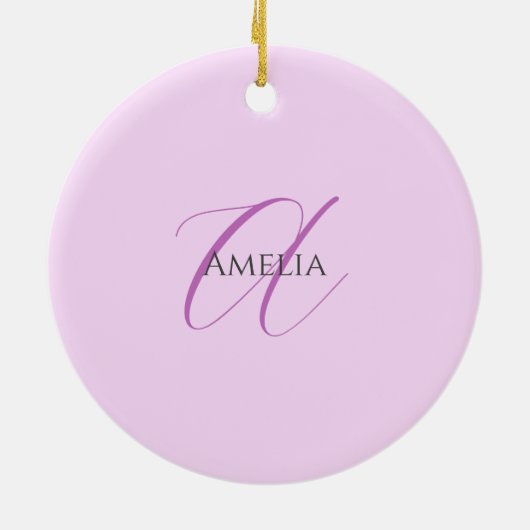 Name Monogram Initial Letter Orchid & Lilac Keramik Ornament (Hinten)