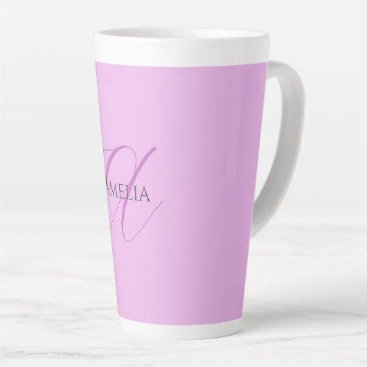 Name Monogram Initial Letter Orchid & Lilac Milchtasse (Rechte Ecke)