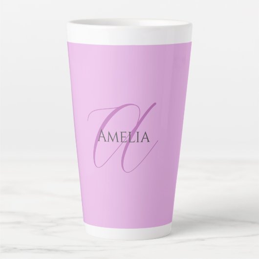 Name Monogram Initial Letter Orchid & Lilac Milchtasse (Vorderseite)
