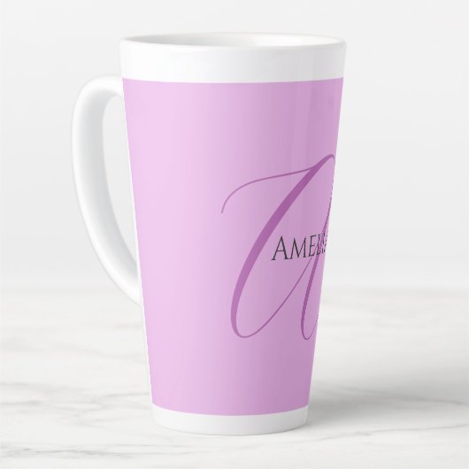 Name Monogram Initial Letter Orchid & Lilac Milchtasse (Linke Ecke)