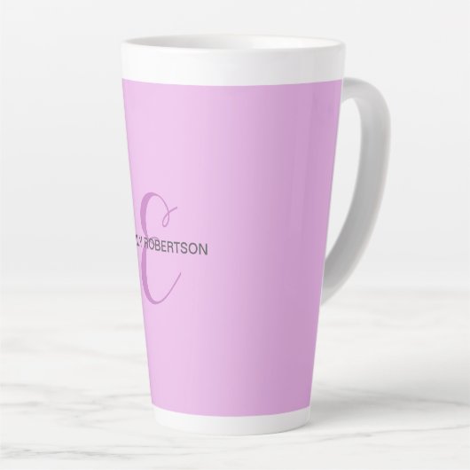 Name Monogram Initial Letter Orchid & Lilac Milchtasse (Rechte Ecke)