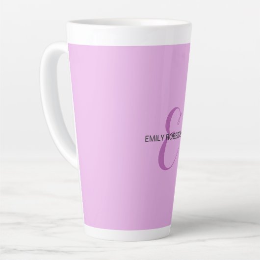 Name Monogram Initial Letter Orchid & Lilac Milchtasse (Linke Ecke)