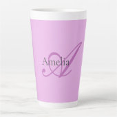 Name Monogram Initial Letter Orchid & Lilac Milchtasse (Vorderseite)