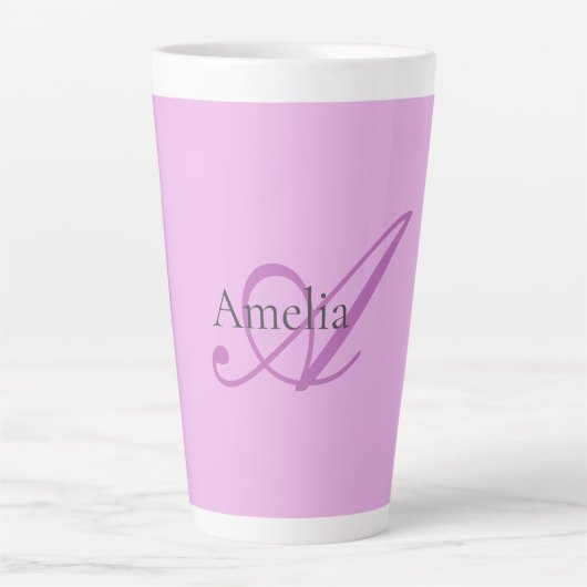 Name Monogram Initial Letter Orchid & Lilac Milchtasse (Vorderseite)