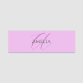 Name Monogram Initial Letter Orchid & Lilac Namensschild (Vorderseite)