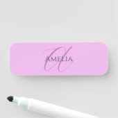 Name Monogram Initial Letter Orchid & Lilac Namensschild (Beispiel)