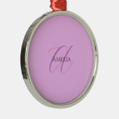 Name Monogram Initial Letter Orchid & Lilac Ornament Aus Metall (Rechts)