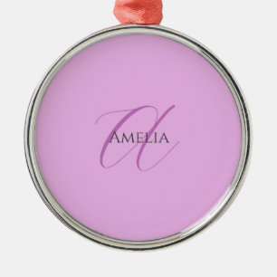 Name Monogram Initial Letter Orchid & Lilac Ornament Aus Metall