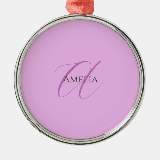 Name Monogram Initial Letter Orchid & Lilac Ornament Aus Metall (Vorne)