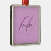 Name Monogram Initial Letter Orchid & Lilac Ornament Aus Metall (Rechts)