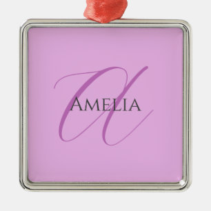 Name Monogram Initial Letter Orchid & Lilac Ornament Aus Metall
