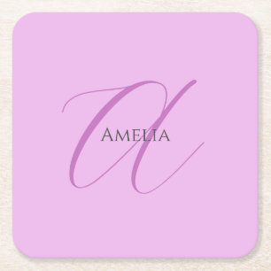 Name Monogram Initial Letter Orchid & Lilac Rechteckiger Pappuntersetzer