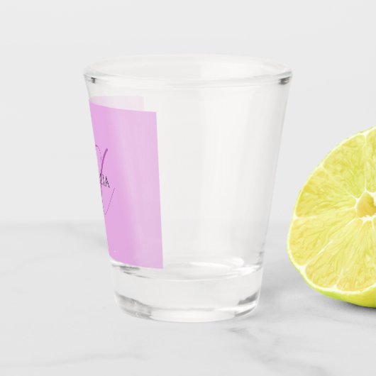 Name Monogram Initial Letter Orchid & Lilac Schnapsglas (Rechts)