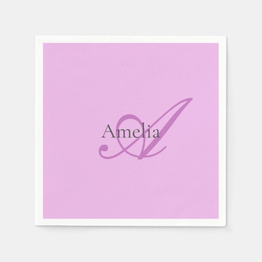 Name Monogram Initial Letter Orchid & Lilac Serviette (Vorderseite)