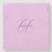 Name Monogram Initial Letter Orchid & Lilac Steinuntersetzer (Vorderseite)