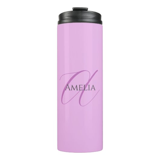 Name Monogram Initial Letter Orchid & Lilac Thermosbecher (Vorderseite)