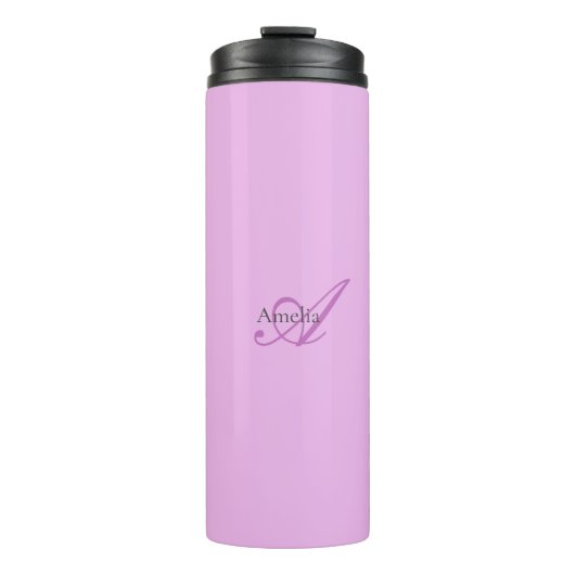 Name Monogram Initial Letter Orchid & Lilac Thermosbecher (Vorderseite)