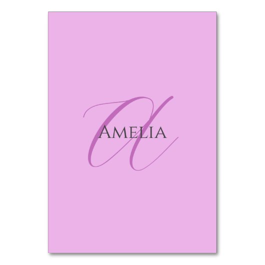 Name Monogram Initial Letter Orchid & Lilac Tischnummer (Vorderseite)
