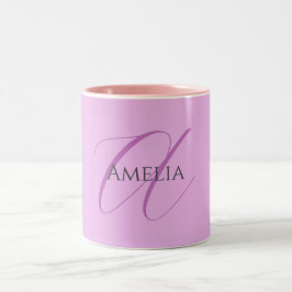 Name Monogram Initial Letter Orchid & Lilac Zweifarbige Tasse