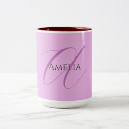 Name Monogram Initial Letter Orchid & Lilac Zweifarbige Tasse