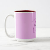 Name Monogram Initial Letter Orchid & Lilac Zweifarbige Tasse (Links)