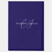 Name Monogram Klassisch blau-weiß Magnet (Vorderseite)