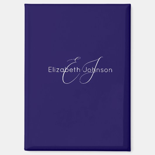 Name Monogram Klassisch blau-weiß Magnet (Vorderseite)