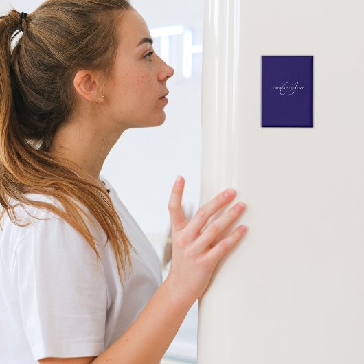 Name Monogram Klassisch blau-weiß Magnet