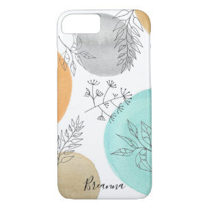 Name Monogram Line Zeichnend leaf Muster Case-Mate iPhone Hülle