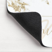 Name Monogram Marble Gold Elegant Weiß Abstrakt Mousepad (Ecke)