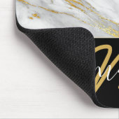 Name Monogram Marble Golden Strikes Back White Mousepad (Ecke)
