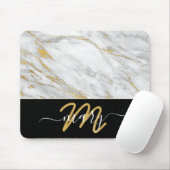Name Monogram Marble Golden Strikes Back White Mousepad (Mit Mouse)
