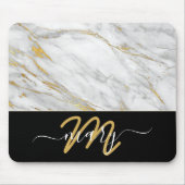 Name Monogram Marble Golden Strikes Back White Mousepad (Vorne)