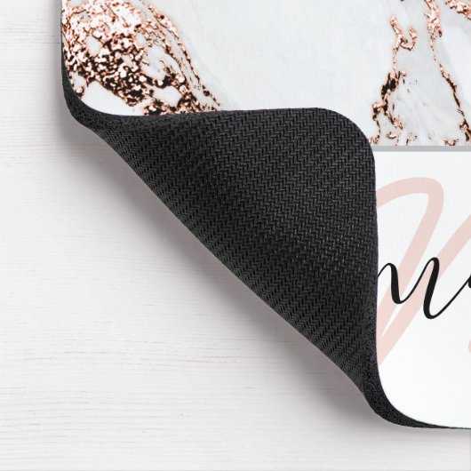 Name Monogram Marbor Rose Rosa Abstrakt Mousepad (Ecke)