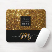 Name Monogram Minimal Gold Glitzer Logo Mousepad (Mit Mouse)
