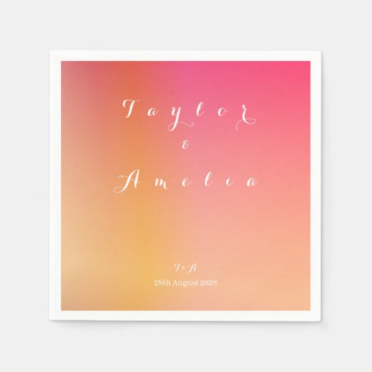 Name Monogram Minimal Gradient Wedding Serviette (Vorderseite)