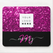 Name Monogram Minimal Pink Glitzer Logo Mousepad (Vorne)