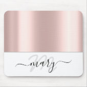 Name Monogram Minimal Rose Blush White Modern Mousepad (Vorne)