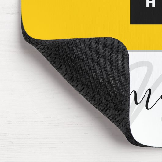 Name Monogram Minimal Yellow Lemon White Logo Mousepad (Ecke)