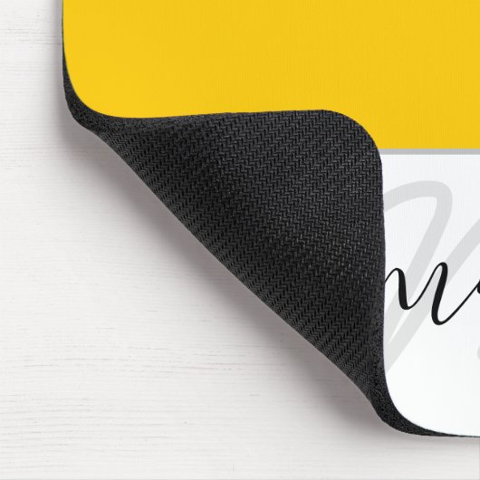 Name Monogram Minimal Yellow Lemon White Modern Mousepad (Ecke)
