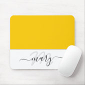 Name Monogram Minimal Yellow Lemon White Modern Mousepad (Mit Mouse)