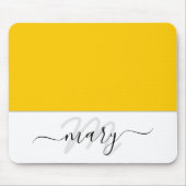 Name Monogram Minimal Yellow Lemon White Modern Mousepad (Vorne)