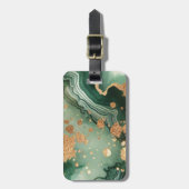 Name Monogram Modern Gold & Green Geode | Gepäckanhänger (Vorderseite vertikal)