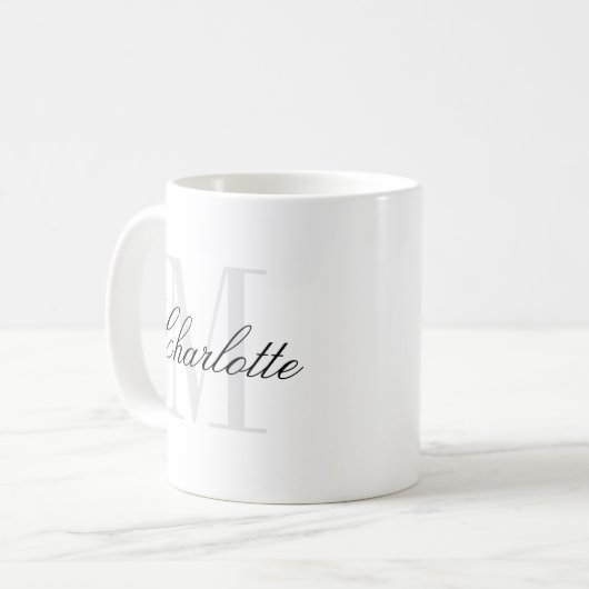 Name Monogram Modern Script Kaffeetasse (Vorderseite Links)