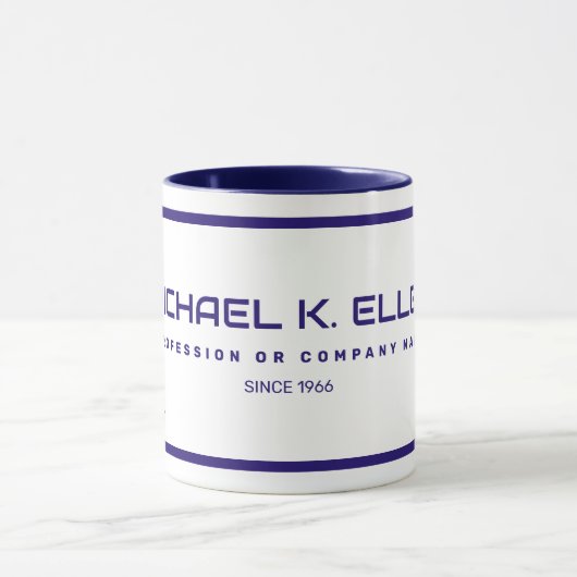 Name & Monogram Moderne Blue Coffee Tasse (Zentrum)