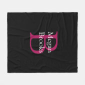 Name & Monogram on Black Fleecedecke (Vorderseite (Horizontal))